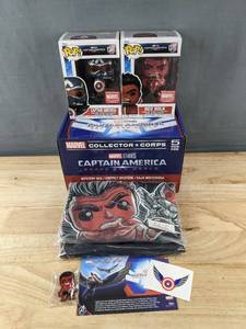 lot 55E image: Funko Pop Marvel Collector Corps Captain America Brave New World Box, 5 Piece Set - Brand New A