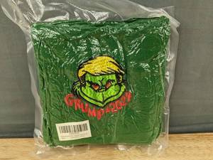 lot 118L image: Brand New Grump 2024 Embroidered Trump Grinch Hand Towels - Set of 2