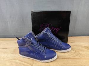 lot 120P image: Pastry Poptart Grid Navy Womens 8.5 High-Top Sneakers - Brand New