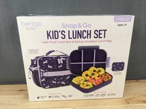 lot 42L image: Bentgo Kids Snap & Go Leak-Proof Unicorn Lunch Set - Brand New