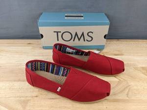 lot 154A image: TOMS Womens Alpargata Red Canvas Shoes, Size 10 - Brand New