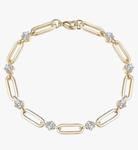 lot 49C image: Shinelab 14k Gold Paper Clip Style Bracelet, 8.2 Inch - Brand New