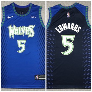 lot 27H image: Nike Minnesota Timberwolves Anthony Edwards #5 Jersey, Mens Medium - Brand New I