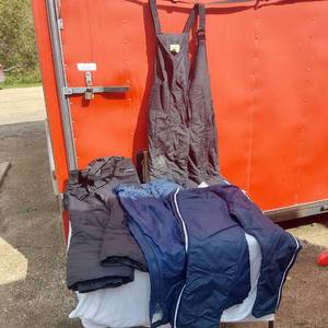 lot 20 image: Snow Pants and Coveralls - Black Dot Mens Small, New Hampshire Size Small, St. Johns Bay Size M