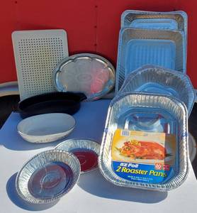 lot 63 image: Pfaltzgraff Winterberry Casserole Dish, parini Dish, Aluminum Roaster Pans and More