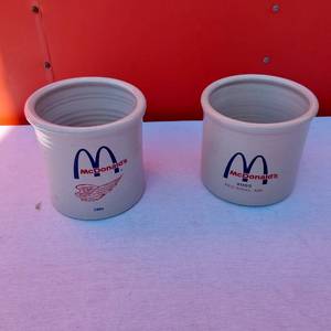 lot 80 image: McDonalds 1984 and 2002 Red Wing, MN Stoneware Crocks 5-6 tall
