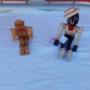 lot 112 image: Folk Art Dancing Men - Cowboy Made in Columbia Carpenter Shop