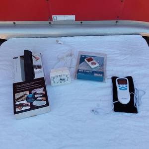 lot 118 image: Belle Russo Electro Stim, Westclock Clock, Magic Wand Portable Scanner