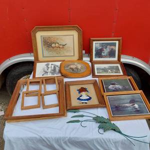 lot 153 image: Picture Frames and Various Wall Art Including Loons, Cowboys and More
