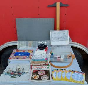 lot 157 image: Quilt Blocks Book, Embroidery Books, Hoops and Other Sewing Crafts Supplies