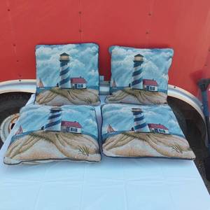lot 164 image: Lot of 4 Lighthouse Throw Pillows