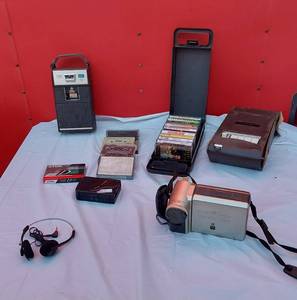 lot 246 image: Vintage Cassette Players, Cassette Tapes, Sharp Viewcam