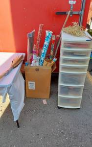 lot 257 image: Craft Supplies In Plastic Cabinet, Wrapping Paper