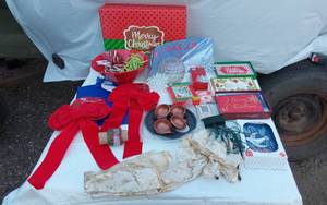 lot 311 image: Christmas Decorations and Gift Wrap including Holiday Cards, Ribbons, and Bows