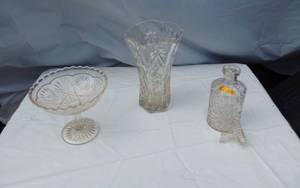 lot 346 image: Crystal Glassware including Vase, Compote, and Decanter