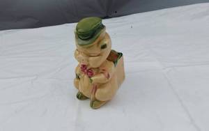 lot 378 image: Vintage Ceramic Pig with Top Hat Planter about 5 tall