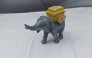 lot 379 image: Ceramic Elephant Planter with Yellow and Blue Accents Marked Bavaria