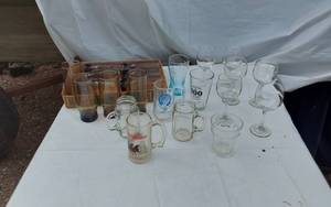 lot 388 image: Lot of Assorted Glassware Including Budweiser, Lake Lillian Centennial, Little Crow Archers Mug