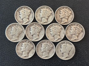 lot 5 image: Mercury Silver Dimes