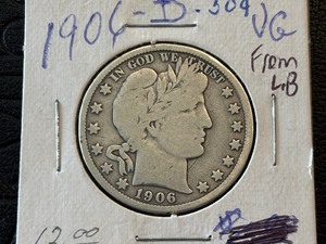 lot 21 image: 1906-D Barber Half Dollar