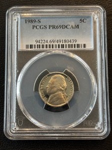 lot 24 image: 1989-S Jefferson Nickel Proof PCGS PR69 Deep Cameo