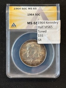 lot 25 image: 1964 Kennedy Half Dollar ANACS MS65