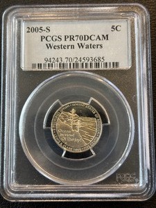 lot 32 image: 2005-S Western Waters Nickel Proof PCGS PR70 Deep Cameo