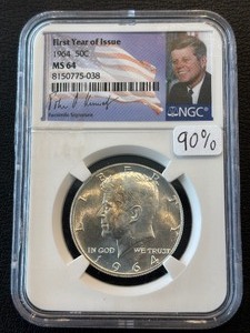 lot 33 image: 1964 Kennedy Half Dollar NGC MS64