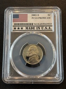 lot 37 image: 2002-S Jefferson Nickel Proof PCGS PR69 Deep Cameo