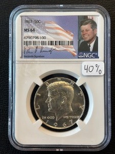 lot 38 image: 1967 Kennedy Half Dollar NGC MS64