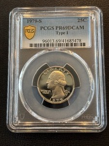 lot 39 image: 1979-S Washington Quarter Proof PCGS PR69 Deep Cameo