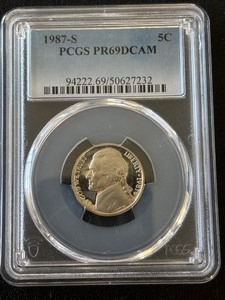 lot 61 image: 1987-S Jefferson Nickel Proof PCGS PR69 Deep Cameo