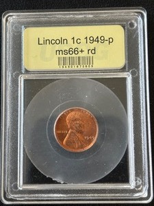 lot 63 image: 1949 Lincoln Cent USCG MS66 Red