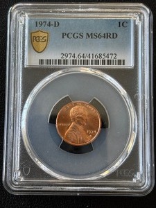 lot 60 image: 1974-D Lincoln Cent PCGS MS64 Red