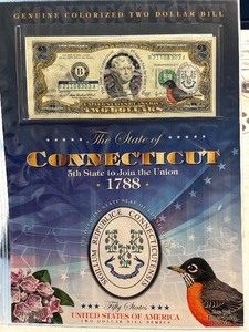 lot 92 image: State of Connecticut $2 Dollar Federal Reserve Note