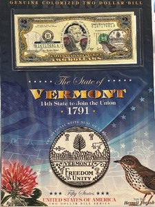 lot 94 image: State of Vermont $2 Dollar Federal Reserve Note