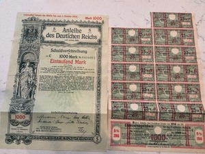 lot 95 image: German War Bond From WWI