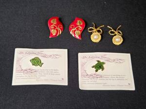 lot 106 image: Berebi Vintage Clip-On Earrings & Kapalua Bay Enamel Pins Set