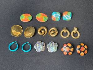 lot 148 image: Vintage Clip-On and Hoop Earrings Assorted Lot, Including Vogue Jlry