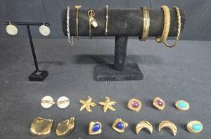 lot 179 image: Collection of Fashion Jewelry Bracelets and Earrings - displays not inc