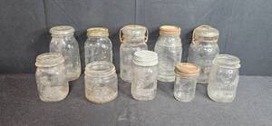lot 195 image: Collection of Vintage Mason Jars with Embossed Logos