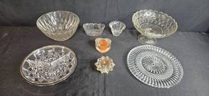 lot 200 image: Collection of Vintage Glass Bowls, Dishes, and Candle Holders