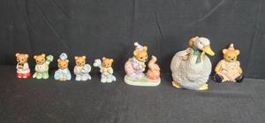 lot 219 image: Collection of Bear Figurines and Bear with Duck Planter Inc Homco
