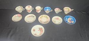 lot 235 image: Set of Assorted Vintage Bone China Teacups and Matching Saucers England & Japan
