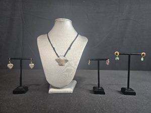 lot 182 image: Collection of Necklaces and Pairs of Earrings - Mixed Styles and Materials - displays not inc