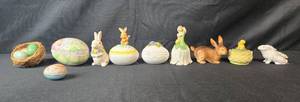 lot 263 image: Collection of Easter and Spring Porcelain Figurines and Trinket Boxes
