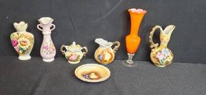 lot 278 image: Vintage Lefton China, Vases and Pitchers with Hand Painted Designs