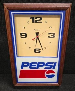 lot 3012 image: VINTAGE Pepsi Hanover Wood Frame Wall - Clock