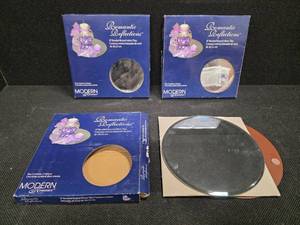 lot 3025 image: Six 8 Beveled Round Mirror Tiles (For decorative displays)