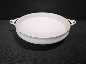 lot 3053 image: HIGHLY VALUABLE Circa-1960s Mid-Century Dansk Design France Kobenstyle Enamelware, White Enameled Paella Pan by Jens Quistgaard (MCM)